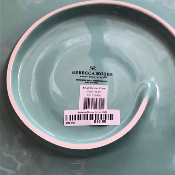 NWT 4-pc Porcelain Big Aqua Sea Shell Dinner Plates - Picture 7 of 9